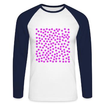 Rosa Sterne Geschenkidee pink - Unisex Baseballshirt langarm - Weiß/Navy - Vorne - Nik (191cm)