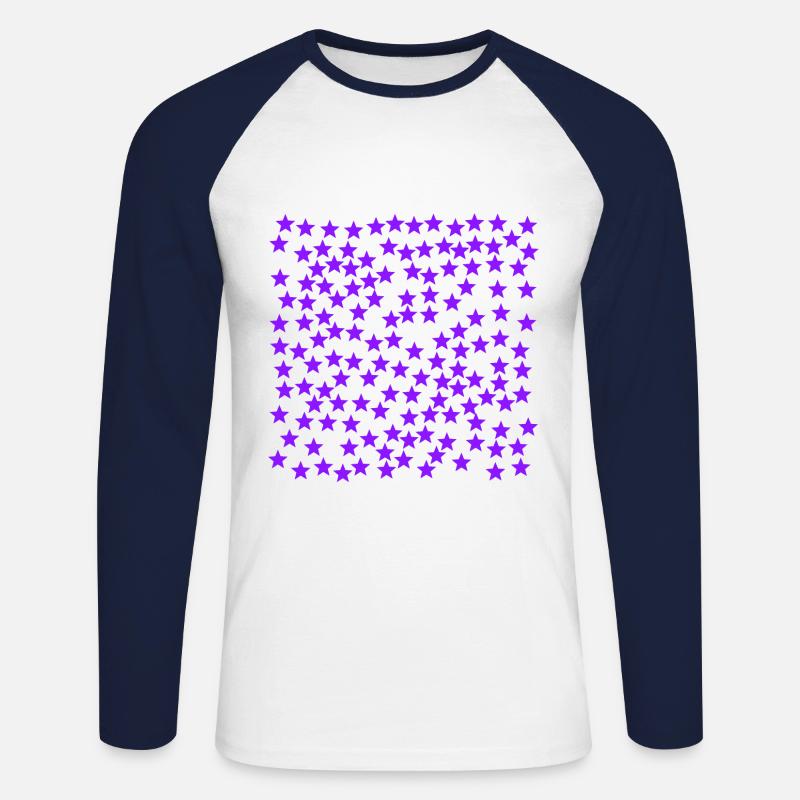Lila Sterne Geschenkidee Violett - Unisex Baseballshirt langarm - Weiß/Navy