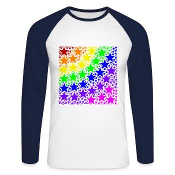Sterne Regenbogen Geschenkidee bunt LGBT LGBTQ - Unisex Baseballshirt langarm - Weiß/Navy - Vorne - Nik (191cm)
