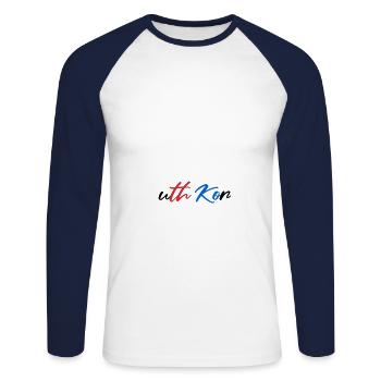 Südkorea witzige Geschenkidee mit Spruch - Unisex Baseballshirt langarm - Weiß/Navy - Vorne - Nik (191cm)
