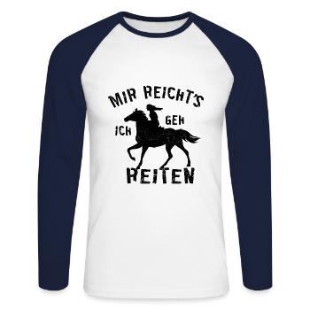 Enough for me I go riding rider horses gift - Unisex Long Sleeve Baseball T-Shirt - white/navy - Front - Nik (191cm)