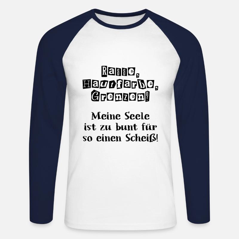 Bunte Seele - Unisex Baseballshirt langarm - Weiß/Navy