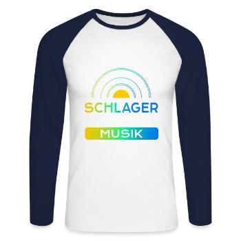 Schlager - Das ist meine Musik - Unisex Baseballshirt langarm - Weiß/Navy - Vorne - Nik (191cm)