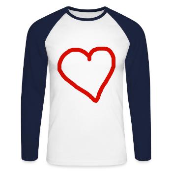 Red Heart Gift Idea Red Love In Love - Unisex Long Sleeve Baseball T-Shirt - white/navy - Front - Nik (191cm)
