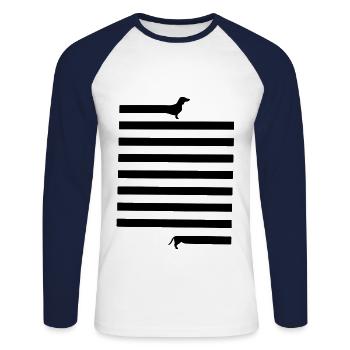 Daaaaaa dog, Dachshund, dog, dogs - Unisex Long Sleeve Baseball T-Shirt - white/navy - Front - Nik (191cm)