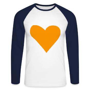 Heart Orange Gift Idea - Unisex Long Sleeve Baseball T-Shirt - white/navy - Front - Nik (191cm)