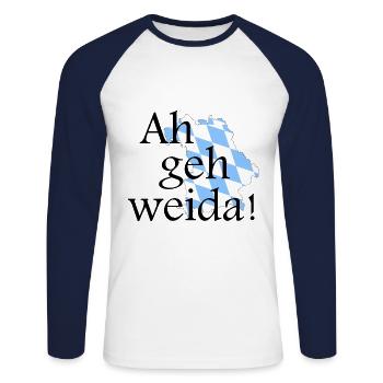 Ah, we go - Unisex Long Sleeve Baseball T-Shirt - white/navy - Front - Nik (191cm)