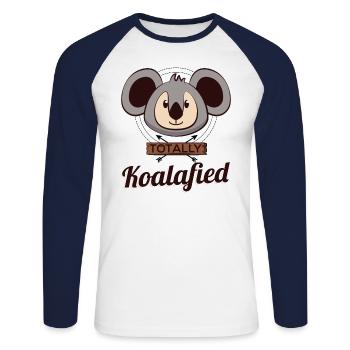Totalement Koalafied Funny Koala Bear Funny Memes - T-shirt baseball manches longues Homme - blanc/marine - Devant - Nik (191cm)