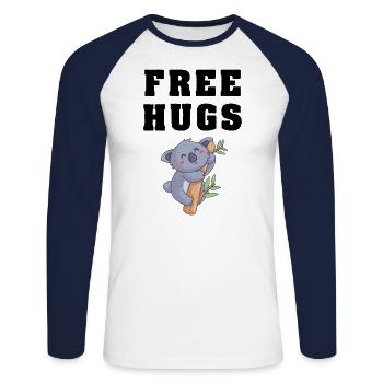 Free Hugs Cute Koala Fashion Design - Unisex Baseballshirt langarm - Weiß/Navy - Vorne - Nik (191cm)