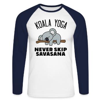 Koala Yoga Ne Sautez Jamais Savasana - T-shirt baseball manches longues Homme - blanc/marine - Devant - Nik (191cm)