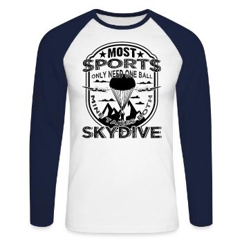 Skydive Funny Sports Gift Skydiving - Unisex Long Sleeve Baseball T-Shirt - white/navy - Front - Nik (191cm)