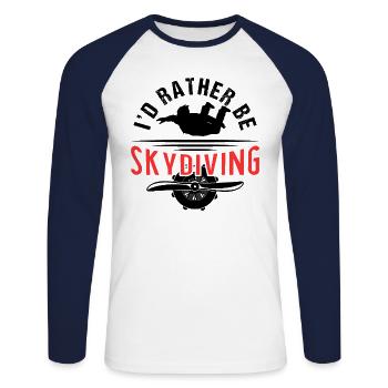 I'd Rather Be Skydiving - Unisex Baseballshirt langarm - Weiß/Navy - Vorne - Nik (191cm)