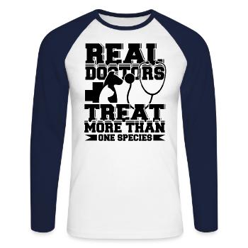 Real Doctors Veterinarian Vet Surgeon Profession - Unisex Long Sleeve Baseball T-Shirt - white/navy - Front - Nik (191cm)