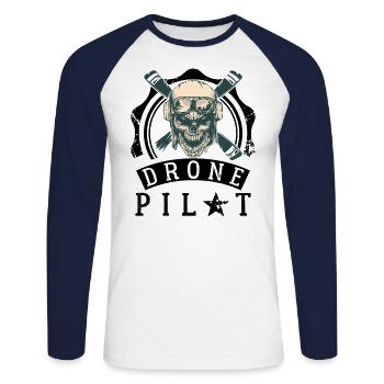 Drone pilot - Unisex Long Sleeve Baseball T-Shirt - white/navy - Front - Nik (191cm)