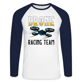 Drone Racing Team - Unisex Long Sleeve Baseball T-Shirt - white/navy - Front - Nik (191cm)