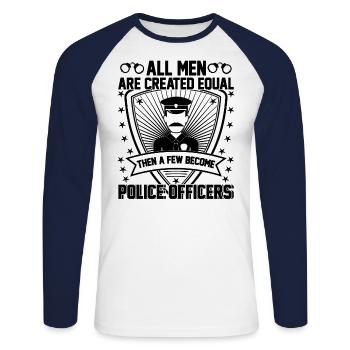 POLICIER Police Policier - T-shirt baseball manches longues Homme - blanc/marine - Devant - Nik (191cm)