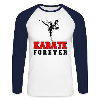 Karate Forever - Unisex Baseballshirt langarm - Weiß/Navy - Vorne - Nik (191cm)