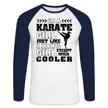 Fille de karaté cool - T-shirt baseball manches longues Homme - blanc/marine - Devant - Nik (191cm)