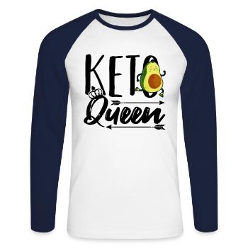 Keto Queen Low Carb Lifestyle Diet Dietian Women - Unisex Long Sleeve Baseball T-Shirt - white/navy - Front - Nik (191cm)