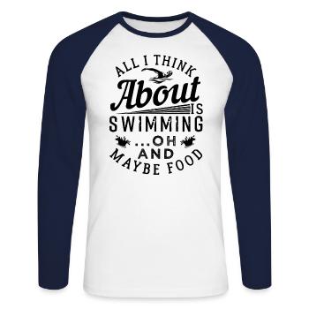 Nager natation amateur de sport - T-shirt baseball manches longues Homme - blanc/marine - Devant - Nik (191cm)