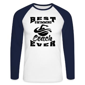 Nager natation amateur de sport - T-shirt baseball manches longues Homme - blanc/marine - Devant - Nik (191cm)