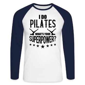 I Do Pilates Exercise Workout Gift - Unisex Baseballshirt langarm - Weiß/Navy - Vorne - Nik (191cm)