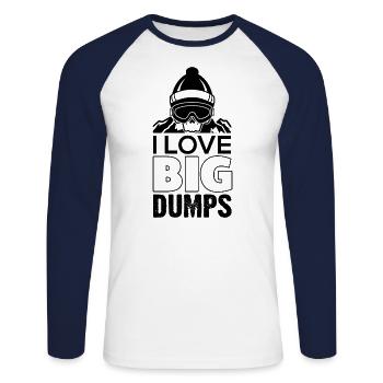Snowboard - I Love Big Dump Funny Snowboarder - T-shirt baseball manches longues Homme - blanc/marine - Devant - Nik (191cm)