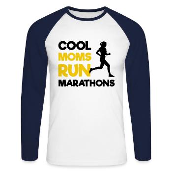 Cool Moms Run Marathons Running Mothers - Unisex Long Sleeve Baseball T-Shirt - white/navy - Front - Nik (191cm)