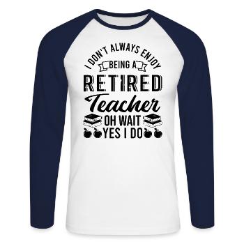Enseignant à la retraite - T-shirt baseball manches longues Homme - blanc/marine - Devant - Nik (191cm)