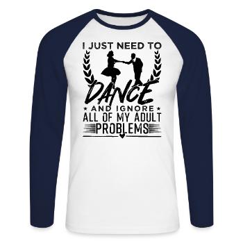 I Just Need To Dance - Unisex Baseballshirt langarm - Weiß/Navy - Vorne - Nik (191cm)