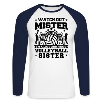I'm A Loud And Proud Volleyball Sister - Unisex Baseballshirt langarm - Weiß/Navy - Vorne - Nik (191cm)