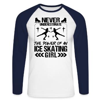 The Power Of An Ice Skating Girl - Unisex Long Sleeve Baseball T-Shirt - white/navy - Front - Nik (191cm)