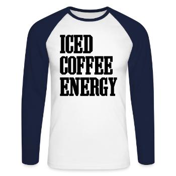 Café glacé Energy Ice Lover Fan - T-shirt baseball manches longues Homme - blanc/marine - Devant - Nik (191cm)