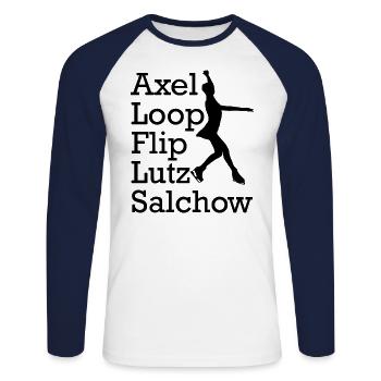 Funny Ice Figure Skating Jumps Fan Lover - Unisex Baseballshirt langarm - Weiß/Navy - Vorne - Nik (191cm)