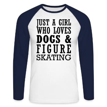 Juste une fille qui aime les chiens et le patinage artistique - T-shirt baseball manches longues Homme - blanc/marine - Devant - Nik (191cm)