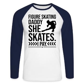 Figure Skating Daddy Funny Ice Skater - Unisex Long Sleeve Baseball T-Shirt - white/navy - Front - Nik (191cm)