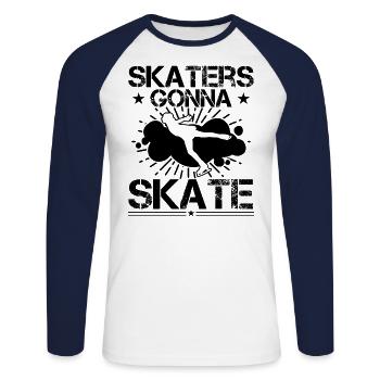 Skaters Gonna Skate Funny Ice Skating - Unisex Baseballshirt langarm - Weiß/Navy - Vorne - Nik (191cm)