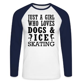 Juste une fille qui aime les chiens et le patinage sur glace - T-shirt baseball manches longues Homme - blanc/marine - Devant - Nik (191cm)