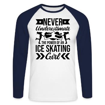 The Power Of An Ice Skating Girl - Unisex Long Sleeve Baseball T-Shirt - white/navy - Front - Nik (191cm)