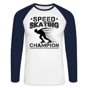 Speed Skating Champion - Unisex Long Sleeve Baseball T-Shirt - white/navy - Front - Nik (191cm)