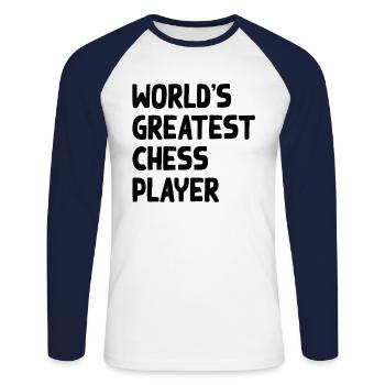 World's Greatest Chess Player - Unisex Long Sleeve Baseball T-Shirt - white/navy - Front - Nik (191cm)