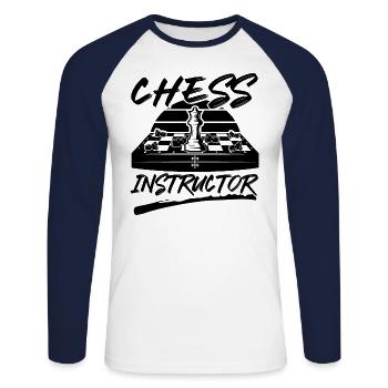 Chess Instructor Funny Chess Player Quotes - Unisex Long Sleeve Baseball T-Shirt - white/navy - Front - Nik (191cm)