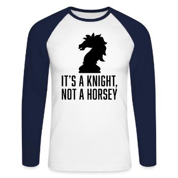 It's A Knight Not A Horsey - Unisex Baseballshirt langarm - Weiß/Navy - Vorne - Nik (191cm)