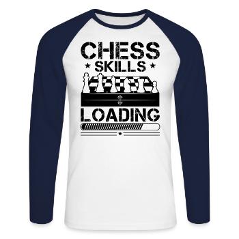 Chess Skills Loading Funny Chess Player Quotes - Unisex Long Sleeve Baseball T-Shirt - white/navy - Front - Nik (191cm)
