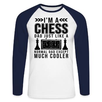 Cool Chess Dad Funny Chess Player Quotes - Unisex Long Sleeve Baseball T-Shirt - white/navy - Front - Nik (191cm)