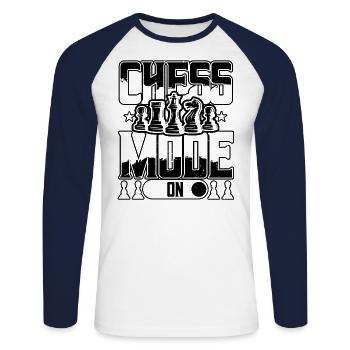 Chess Mode On Funny Chess Player Quotes - Unisex Long Sleeve Baseball T-Shirt - white/navy - Front - Nik (191cm)