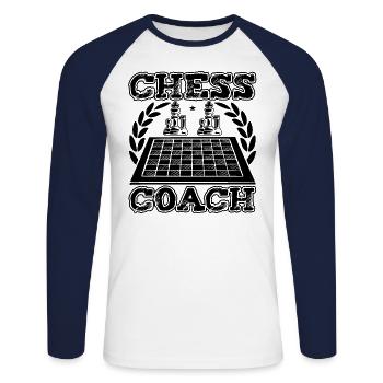 Chess Coach Funny Chess Quotes - Unisex Baseballshirt langarm - Weiß/Navy - Vorne - Nik (191cm)