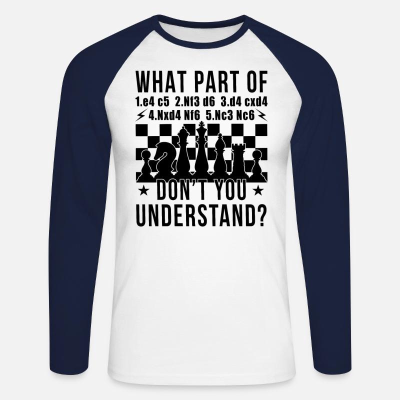 Sicilian Defense Chess Opening Funny Chess Player - Maglia da baseball a manica lunga da uomo - bianco/navy