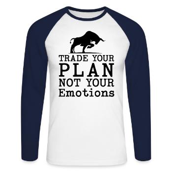 Tradez votre plan pas vos émotions Citations des investisseurs - T-shirt baseball manches longues Homme - blanc/marine - Devant - Nik (191cm)