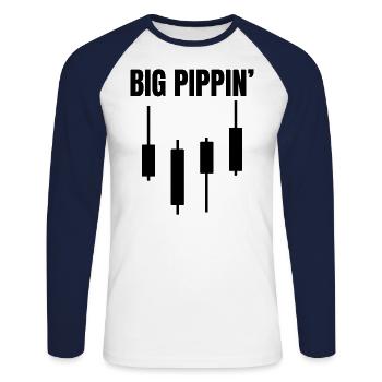 Big Pippin' Funny Forex Trader Memes Quote - Unisex Long Sleeve Baseball T-Shirt - white/navy - Front - Nik (191cm)